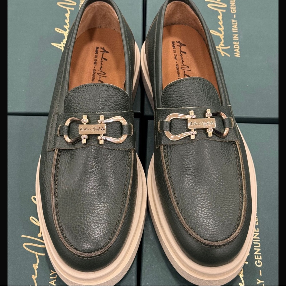 Green Leather Loafer slip on